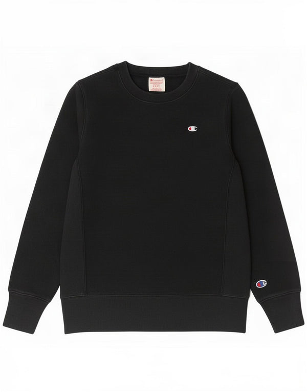 Champion Damen Reverse Weave Sweatshirt Pullover UK 10 Small Schwarz Baumwolle