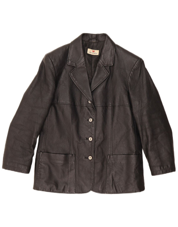 GB.PEDRINI Damen Lederjacke IT 44 Mittelschwarzes Leder