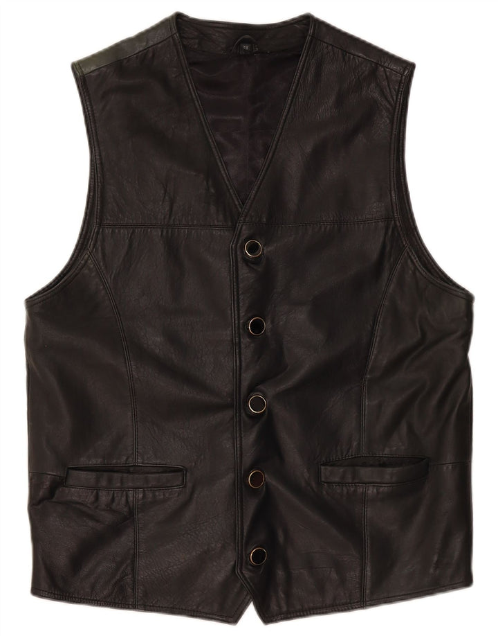 VINTAGE Herren Lederweste IT 50 Medium Schwarz