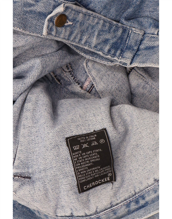 Cherokee Herren-Jeansjacke mit Grafik, UK 40, große blaue geometrische Baumwolle