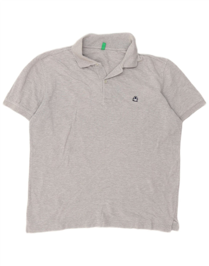 Benetton Herren Poloshirt Mittelgrau meliert