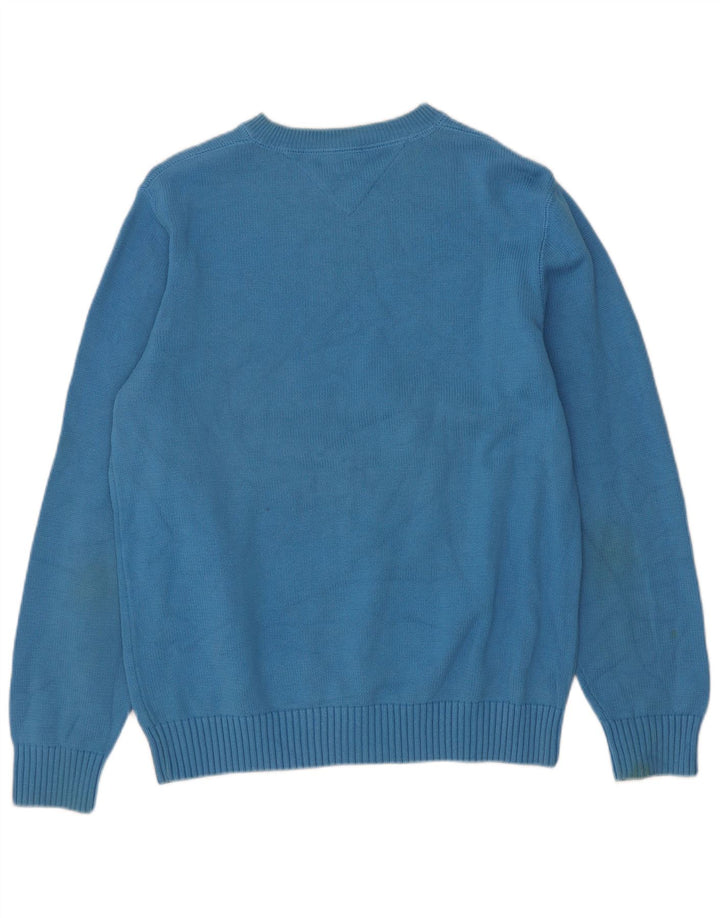 Tommy Hilfiger Herren-Pullover mit Rundhalsausschnitt, mittelblaue Baumwolle
