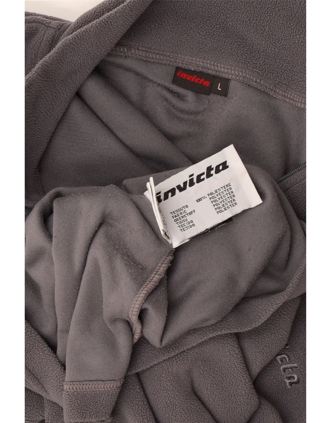 Invicta Herren-Fleecepullover mit Reißverschluss am Hals, großes graues Polyester