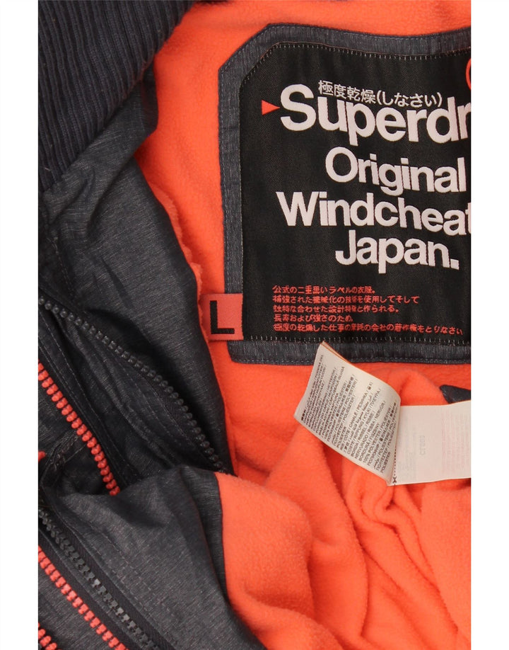 Superdry Damen Windcheater Kapuzen-Windjacke UK 16 Large Grau
