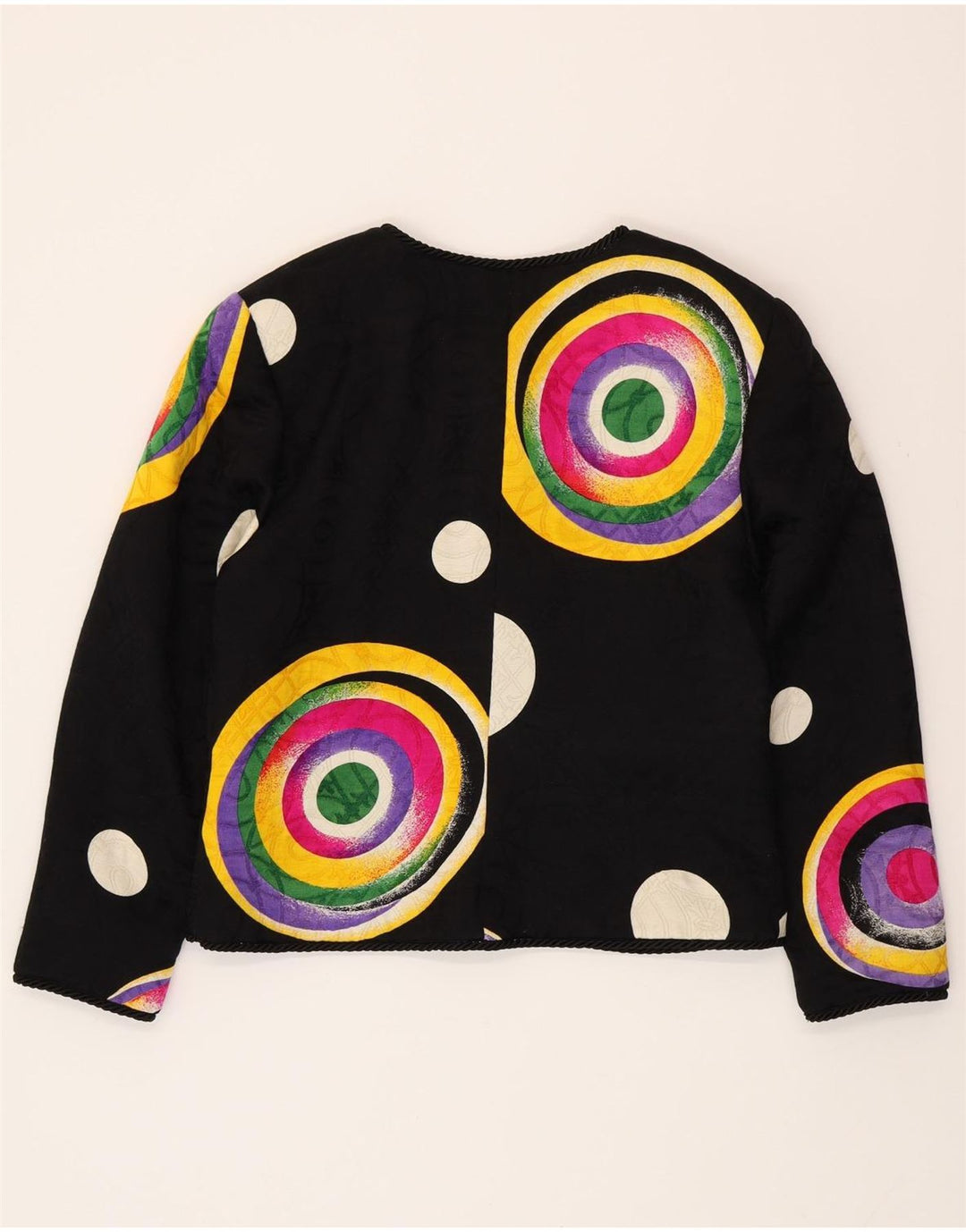 RENZO COUTURE Damen Blazer Jacke UK 14 Mittelschwarze geometrische Wolle