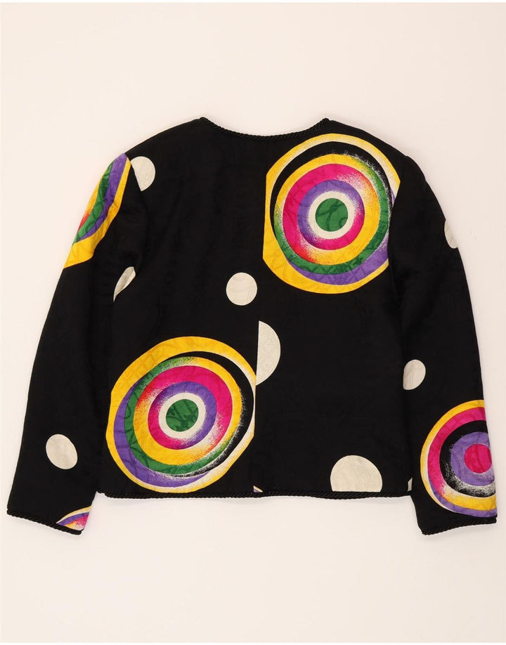 RENZO COUTURE Damen Blazer Jacke UK 14 Mittelschwarze geometrische Wolle