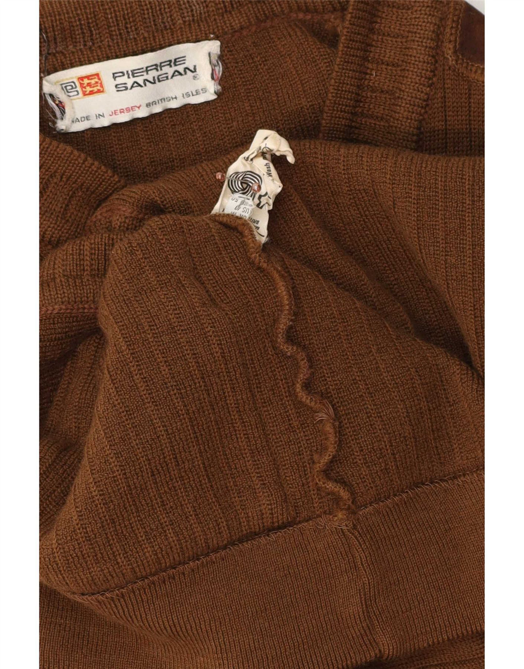 Pierre Sangan Herren-Strickjacke aus mittelbrauner Wolle