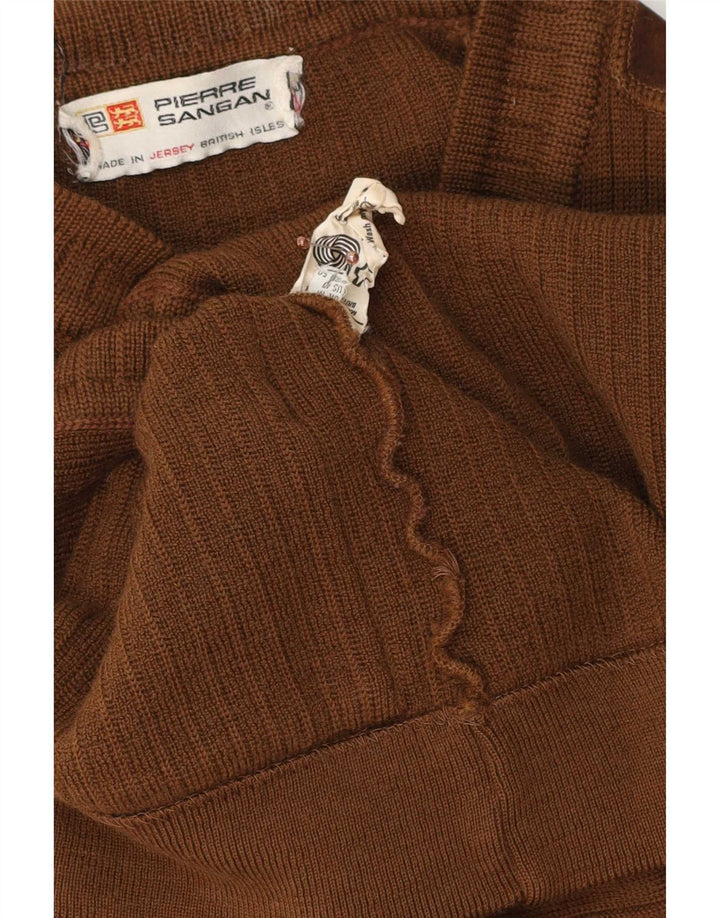 Pierre Sangan Herren-Strickjacke aus mittelbrauner Wolle