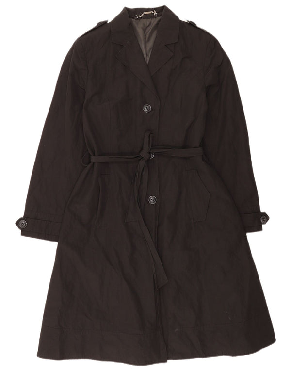 Laura Ashley Damen Trenchcoat UK 14 Mittelschwarze Baumwolle