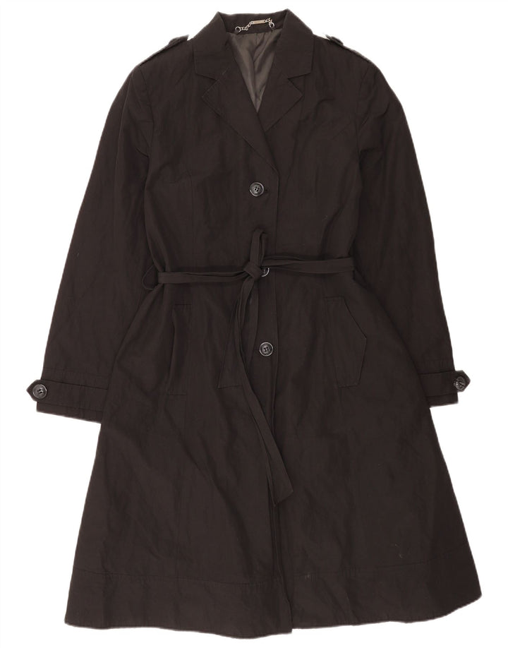 Laura Ashley Damen Trenchcoat UK 14 Mittelschwarze Baumwolle
