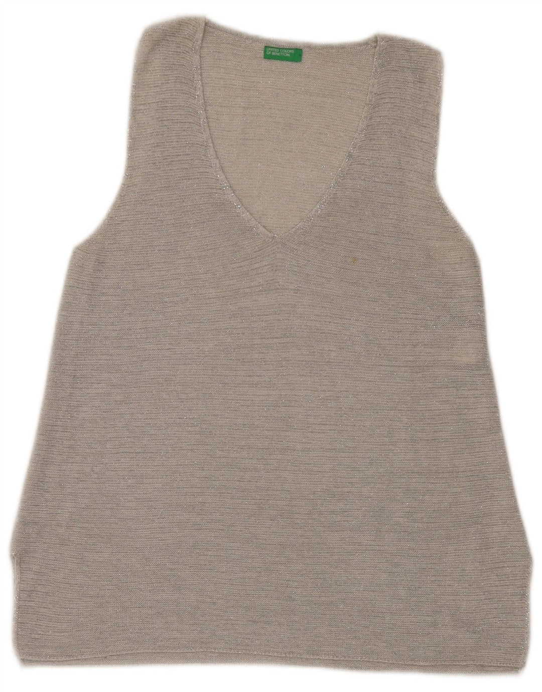 Benetton Damen-Trägershirt, UK-Größe 44, Größe L, graue Baumwolle