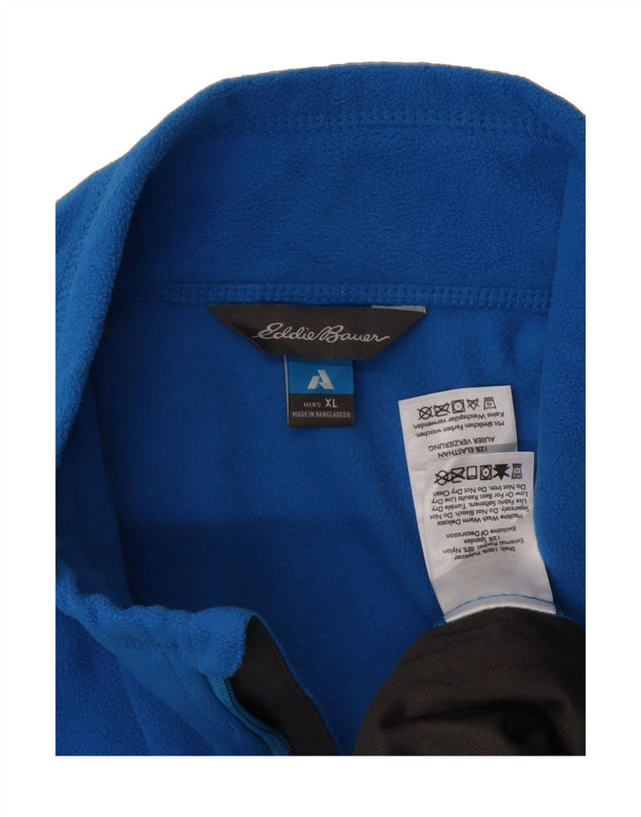 EDDIE BAUER Mens Fleece Jumper XL Blue Colourblock Polyester Vintage Eddie Bauer and Second-Hand Eddie Bauer from Messina Hembry 