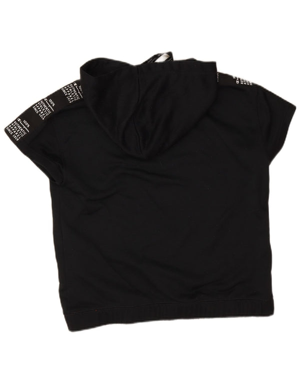 Champion Damen Graphic Short Sleeve Hoodie Pullover UK 16 Large Schwarz