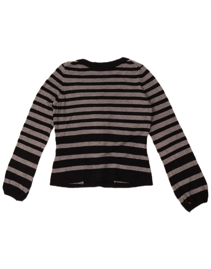 Marks & Spencer Damen Crop Cardigan Pullover UK 8 Small Grau gestreift