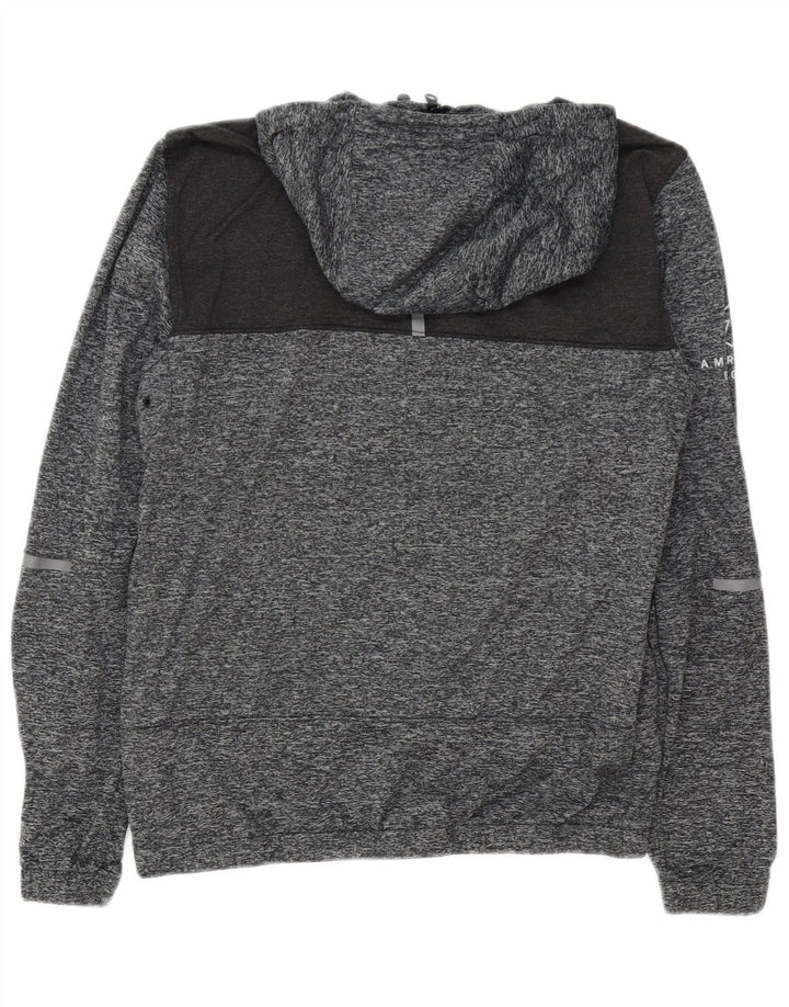 AMERICAN EAGLE Herren-Kapuzenpullover mit grafischem Reißverschluss, klein, grau meliert
