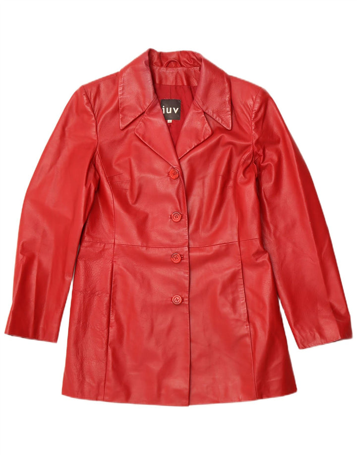 VINTAGE Damen Lederjacke IT 42 Mittelrotes Leder