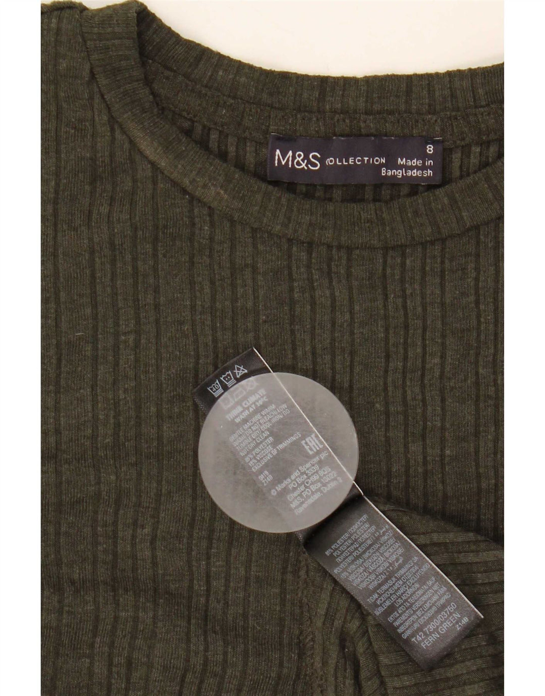 Marks & Spencer Damen-Langarmkleid in A-Linie, Größe S, Khaki, Polyester