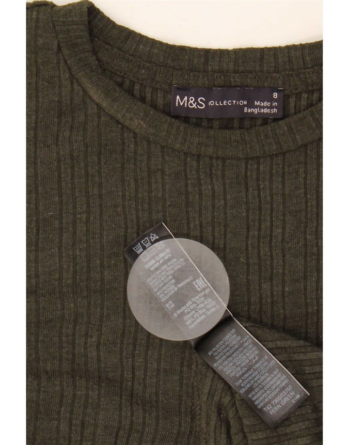Marks & Spencer Damen-Langarmkleid in A-Linie, Größe S, Khaki, Polyester
