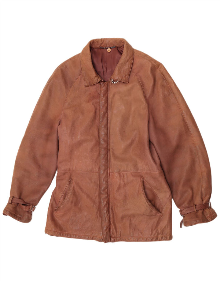Vintage Damen Lederjacke IT 52 2XL Braun