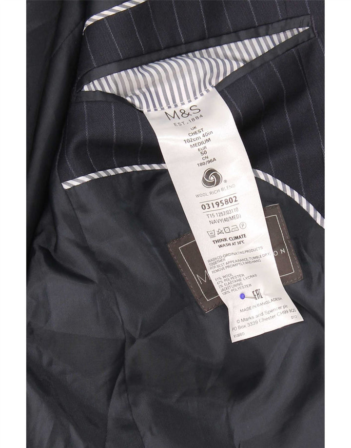 Marks & Spencer Herren-Blazer-Jacke, UK 40, mittelblau, Nadelstreifen