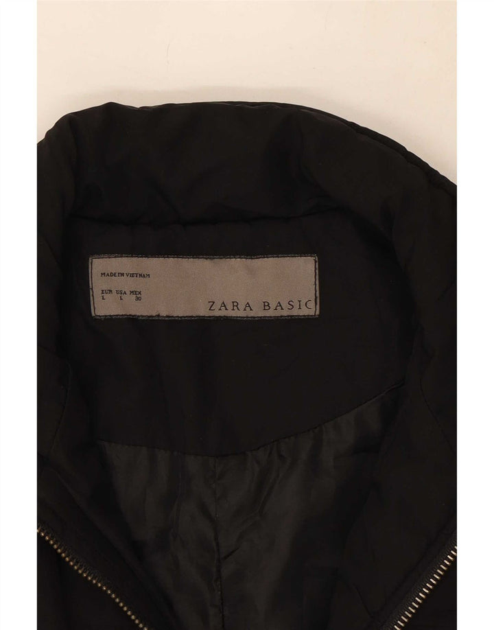 Zara Damen Utility-Jacke UK 14 Large Schwarz Polyester