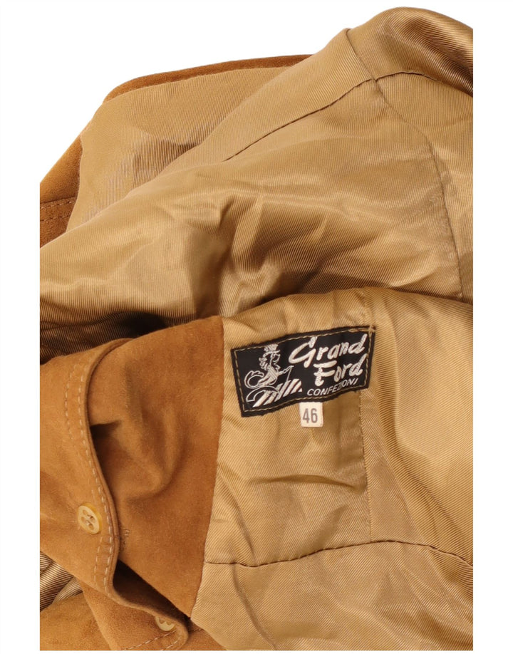 Grand Ford Damen 3-Knopf-Wildleder-Blazerjacke IT 46 Large Beige