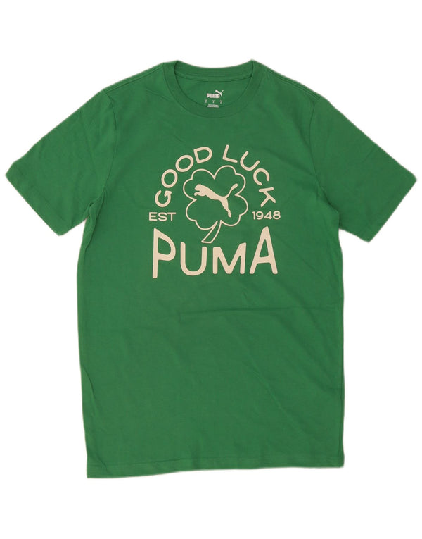 Puma Herren Grafik T-Shirt Top Small Grün Baumwolle