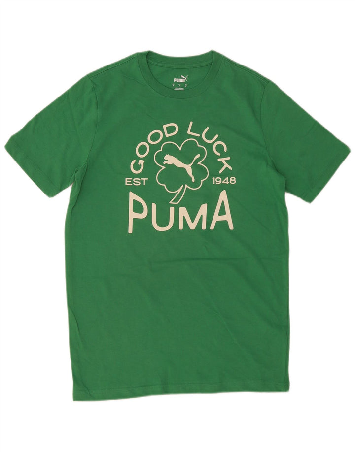 Puma Herren Grafik T-Shirt Top Small Grün Baumwolle