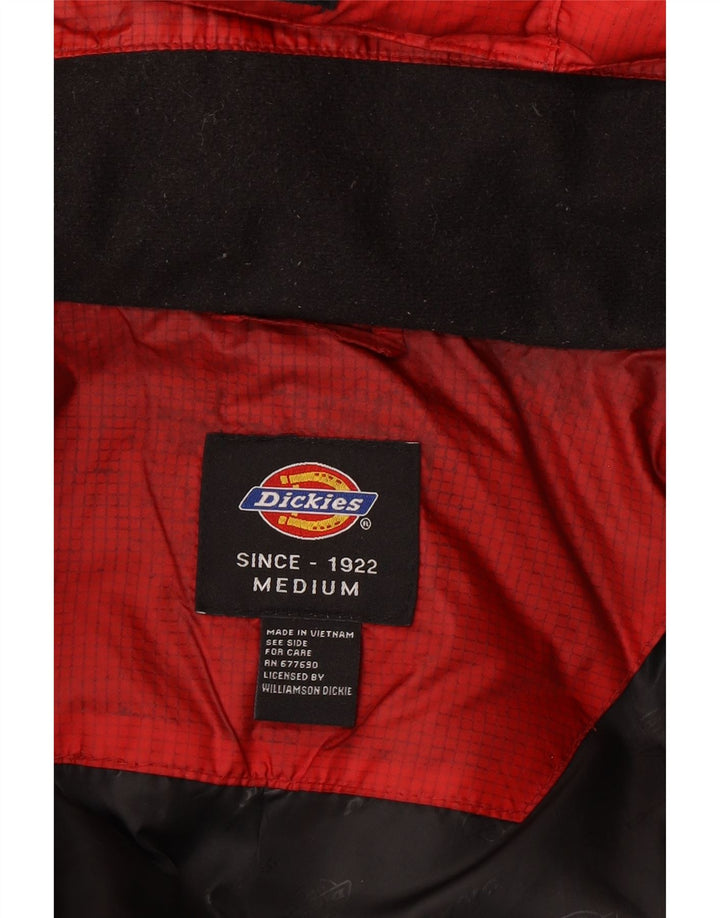 Dickies wattierte Herrenjacke mit Kapuze, UK 38, mittelrotes Colourblock-Nylon