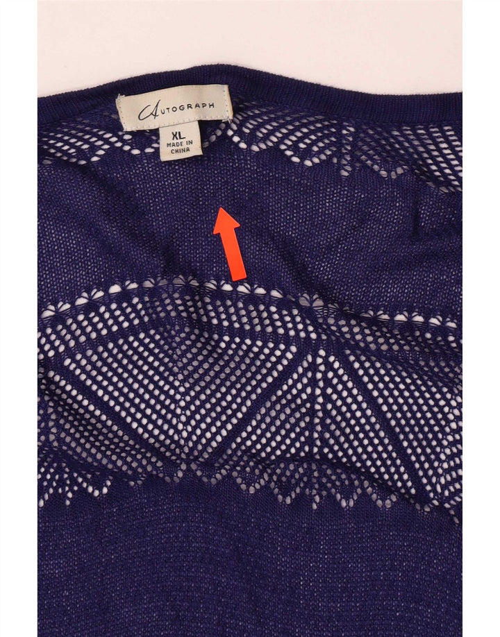 Marks & Spencer Damen Autograph Durchsichtiges Cardigan-Oberteil UK 18 XL Blau