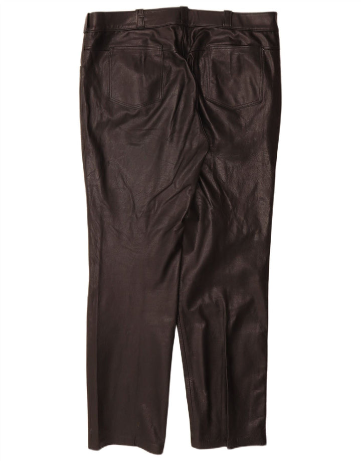 Vintage Damen gerade Lederhose W36 L31 Schwarz