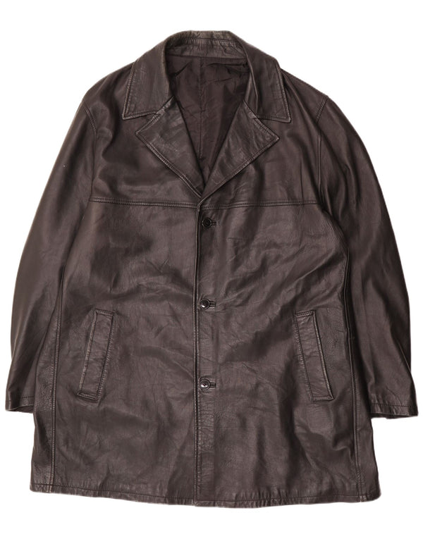 Vintage Herren Ledermantel Größe 62 4XL Schwarzes Leder