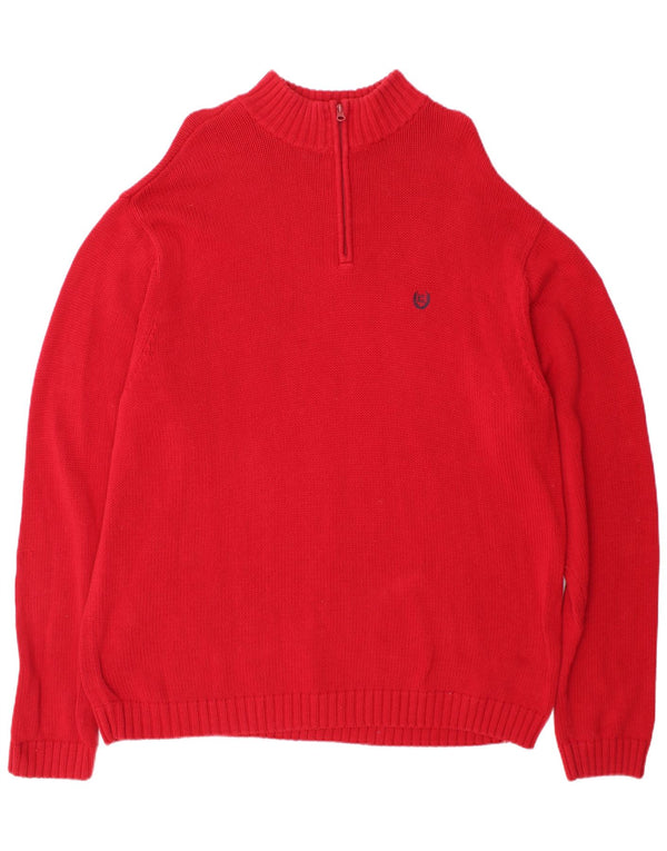 Chaps Herren-Pullover mit Reißverschluss, 2XL, rote Baumwolle