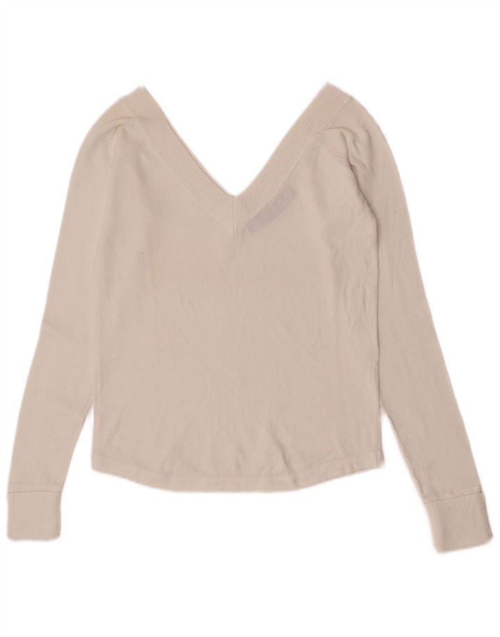 Zara Damen-Blusenoberteil, UK-Größe 44, Größe L, weiße Baumwolle