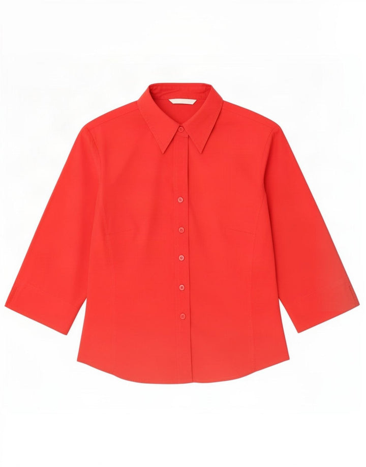 Marks & Spencer Damen-Hemd mit 3/4-Ärmeln, UK 10, Größe S, Rot, Baumwolle