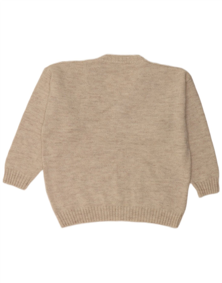 Vintage Herren V-Ausschnitt Pullover Pullover XL Beige Wolle