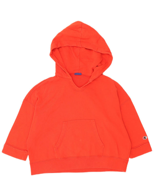 Champion Damen-Kapuzenpullover, übergroß, bauchfrei, 3/4-Ärmel, UK 14, Mittelrot