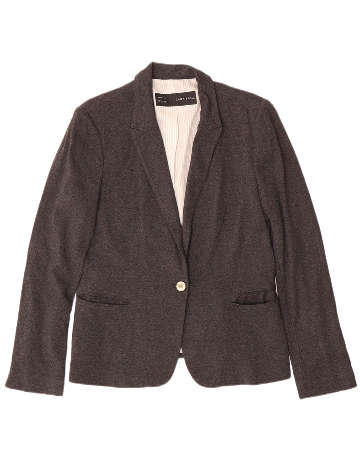 Zara Damen 1-Knopf-Blazerjacke UK 18 XL Grau