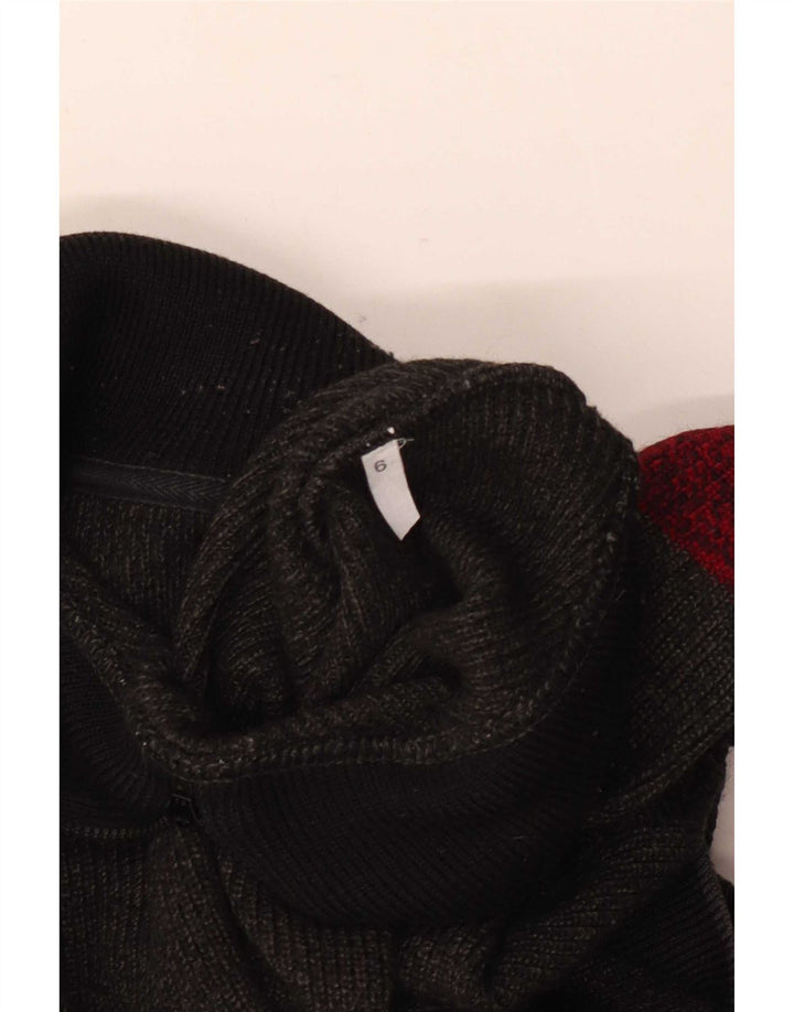 Vintage Herren-Pullover mit Reißverschluss, groß, grau gestreift, Schurwolle