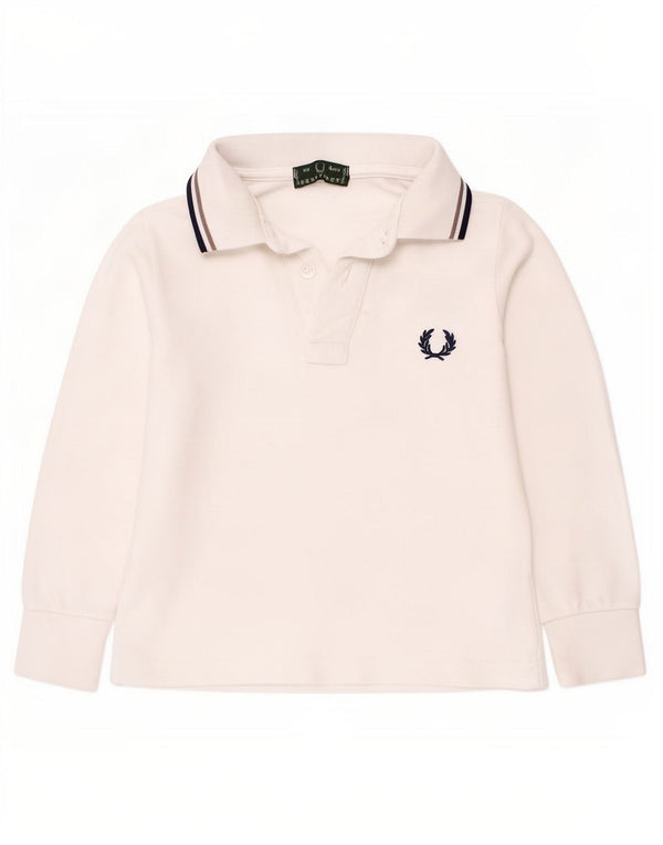 Fred Perry Langarm-Poloshirt für Jungen, 3–4 Jahre, weiß gestreift, Baumwolle