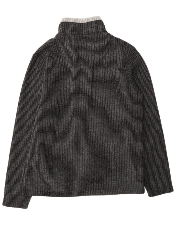 Weird Fish Herren-Fleecepullover mit Reißverschluss am Hals, mittelgraues Farbblock-Polyester