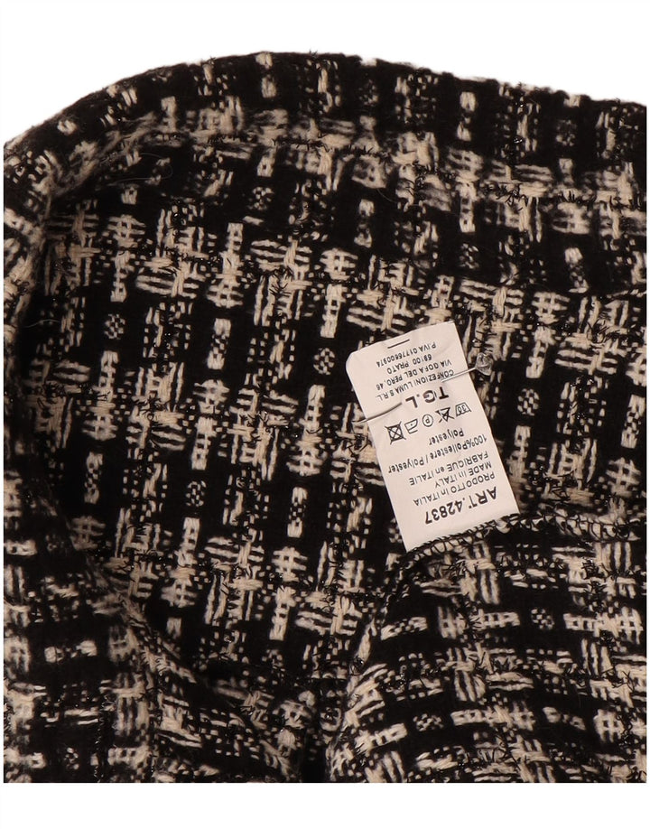 Vintage Damen Overshirt Strickshirt UK 16 Großes schwarz kariertes Polyester