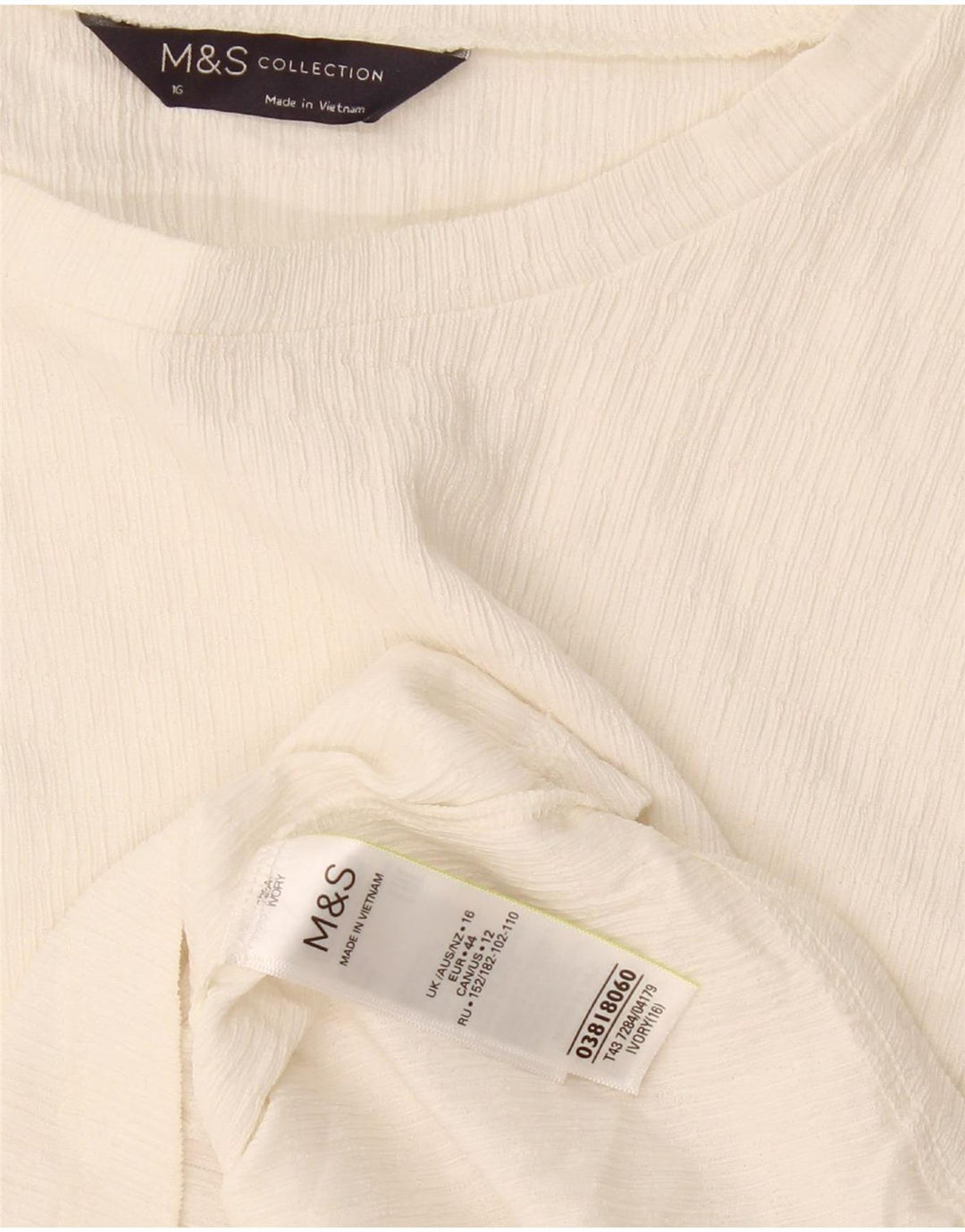 Marks & Spencer Damen Langarm-Blusenoberteil UK 16 Large Off White