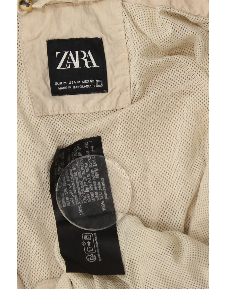 Übergroße Regenjacke mit Kapuze von Zara für Damen, UK 14, Mittelbeige