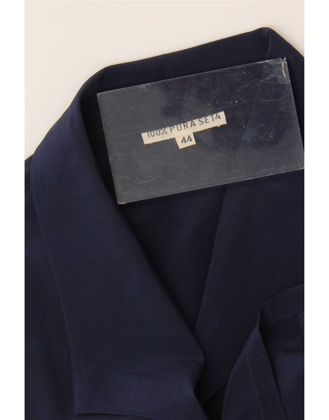 Vintage Damen Hemdbluse IT 44 Medium Marineblaue Seide