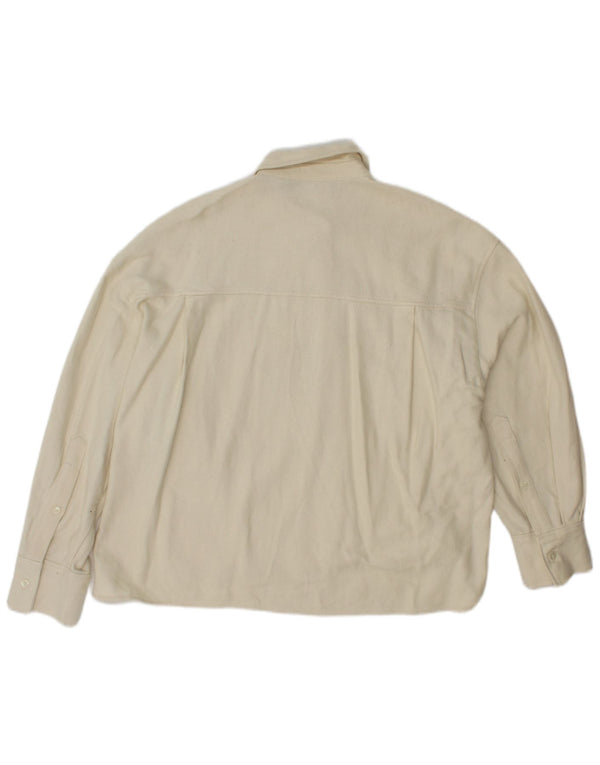 Zara Damen-Oversize-Hemd UK 6 XS aus weißer Baumwolle