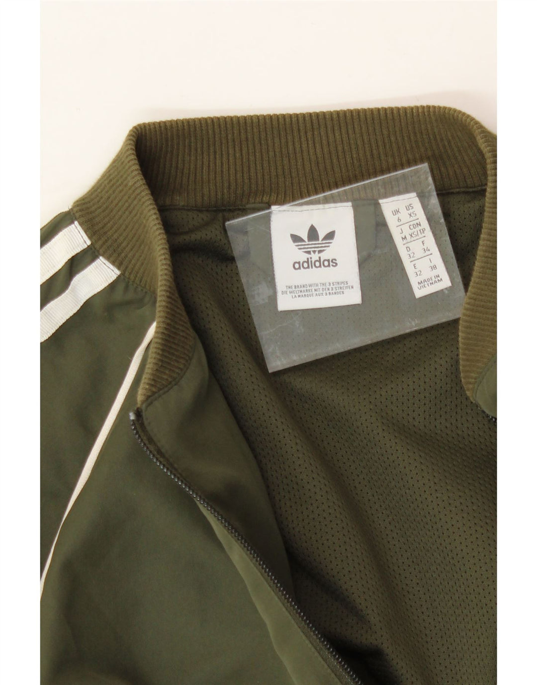 ADIDAS Womens Tracksuit Top Jacket UK 6 XS Khaki Polyester Vintage Adidas and Second-Hand Adidas from Messina Hembry 