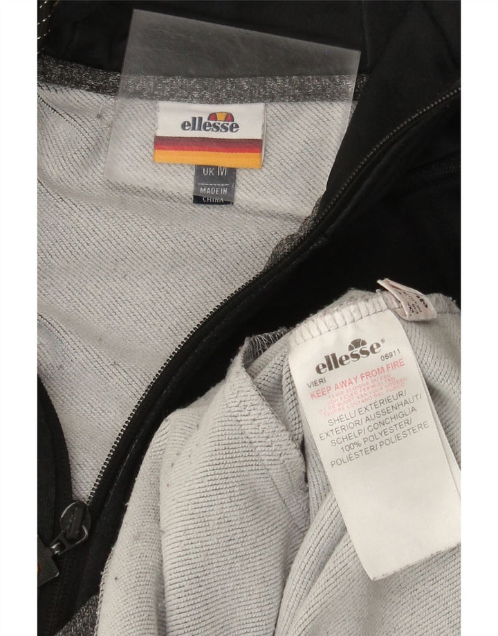 Ellesse Herren-Kapuzenpullover mit Reißverschluss, mittelschwarz, Farbblock-Polyester
