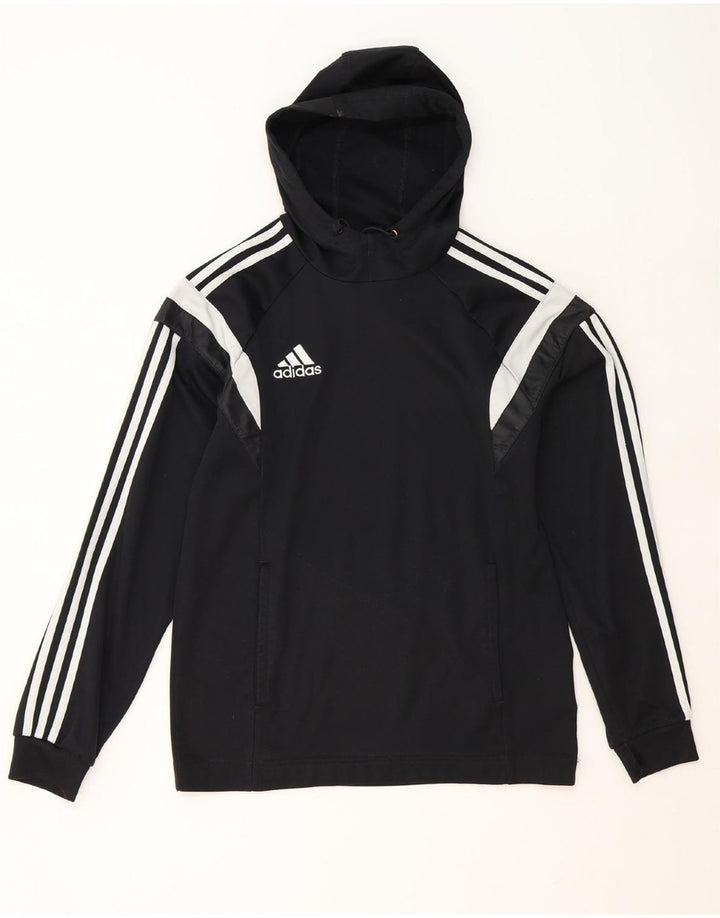 ADIDAS Mens Hoodie Jumper Small Black Colourblock Polyester Vintage Adidas and Second-Hand Adidas from Messina Hembry 
