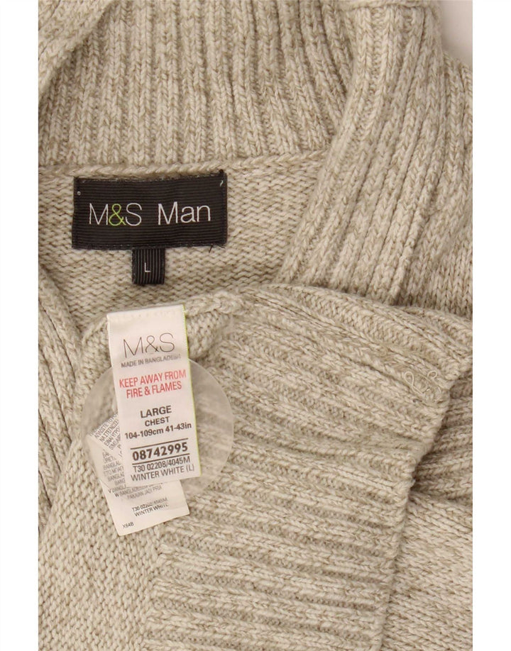 Marks & Spencer Herren-Pullover mit Schalkragen, groß, Acryl, Grau